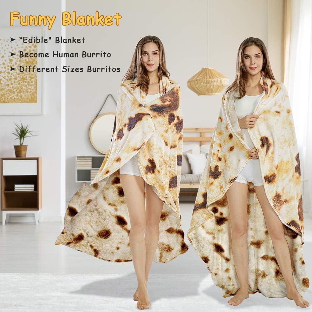 Burritos Tortilla Throw Blanket (Brown), Novelty Funny Round Blanket for Kids & Adults, Soft Flannel Tortilla Wrap Blanket（36",Baby） - Mekamart Australia