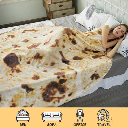 Burritos Tortilla Throw Blanket (Brown), Novelty Funny Round Blanket for Kids & Adults, Soft Flannel Tortilla Wrap Blanket（36",Baby） - Mekamart Australia