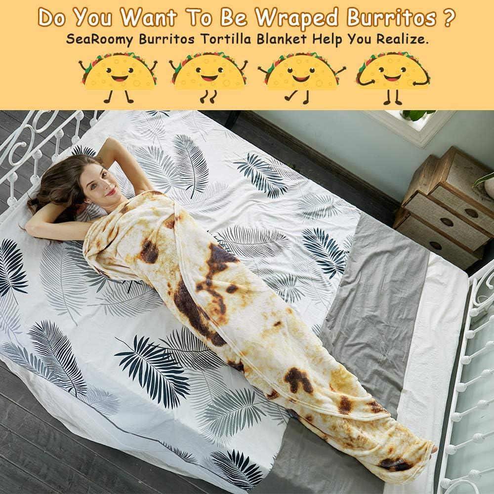 Burritos Tortilla Throw Blanket (Brown), Novelty Funny Round Blanket for Kids & Adults, Soft Flannel Tortilla Wrap Blanket（36",Baby） - Mekamart Australia