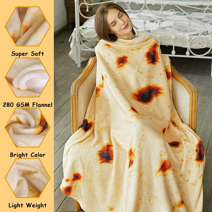 Burritos Tortilla Throw Blanket (Yellow), Novelty Funny Round Blanket for Kids & Adults, Soft Flannel Tortilla Wrap Blanket（36",Baby） - Mekamart Australia