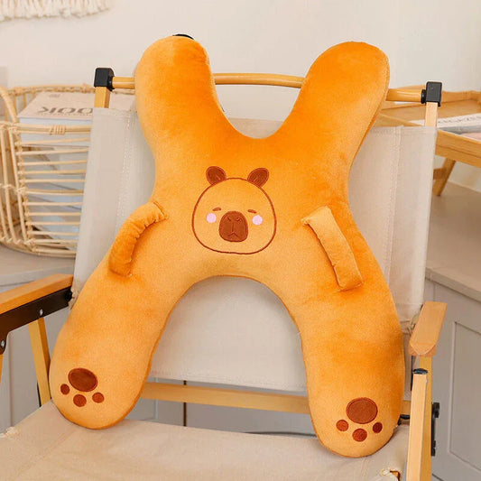 Christmas gift for kids-Kids Travel Pillow, Ergonomic Plush Support for Car Rides, Comfortable Sleep Companion for Children（brown Capibala） - Mekamart Australia