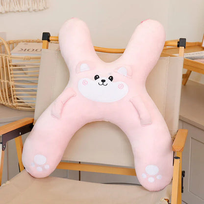 Christmas gift for kids-Kids Travel Pillow, Ergonomic Plush Support for Car Rides, Comfortable Sleep Companion for Children（pink dog） - Mekamart Australia