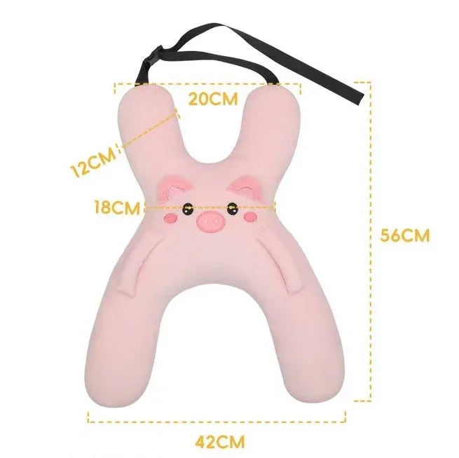 Christmas gift for kids-Kids Travel Pillow, Ergonomic Plush Support for Car Rides, Comfortable Sleep Companion for Children（pink pig） - Mekamart Australia