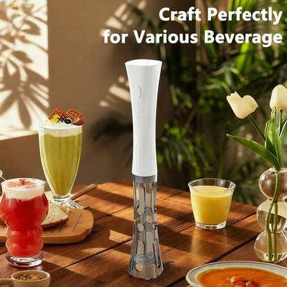 White Hands-Free Milk Frother – 2000mAh Rechargeable Coffee & Drink Mixer for Latte, Cappuccino, Matcha & More | Perfect for Home, Office & Travel - Mekamart Australia