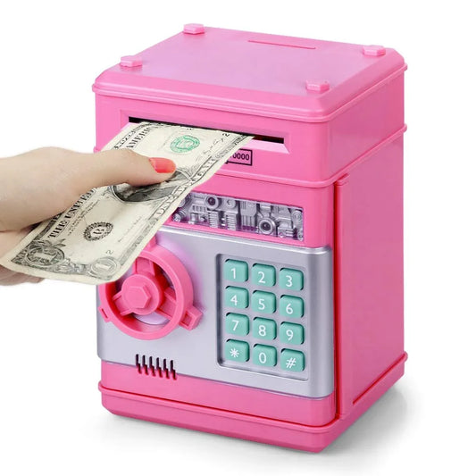 Smart ATM Piggy Bank with Password Lock & Coin Slot – Educational Money Box for Kids, Saves Coins & Bills (Pink) | Other Colors Available In-Store - Mekamart Australia