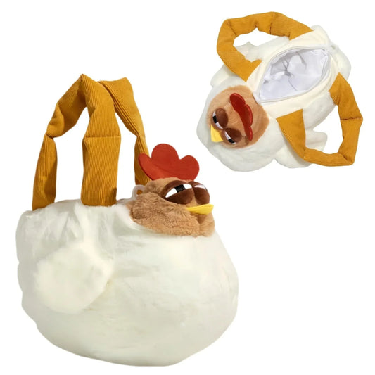 Cute Chicken Plush Handbag – White & Brown Kawaii Animal Tote for Girls & Women | Fun Gift Idea - Mekamart Australia