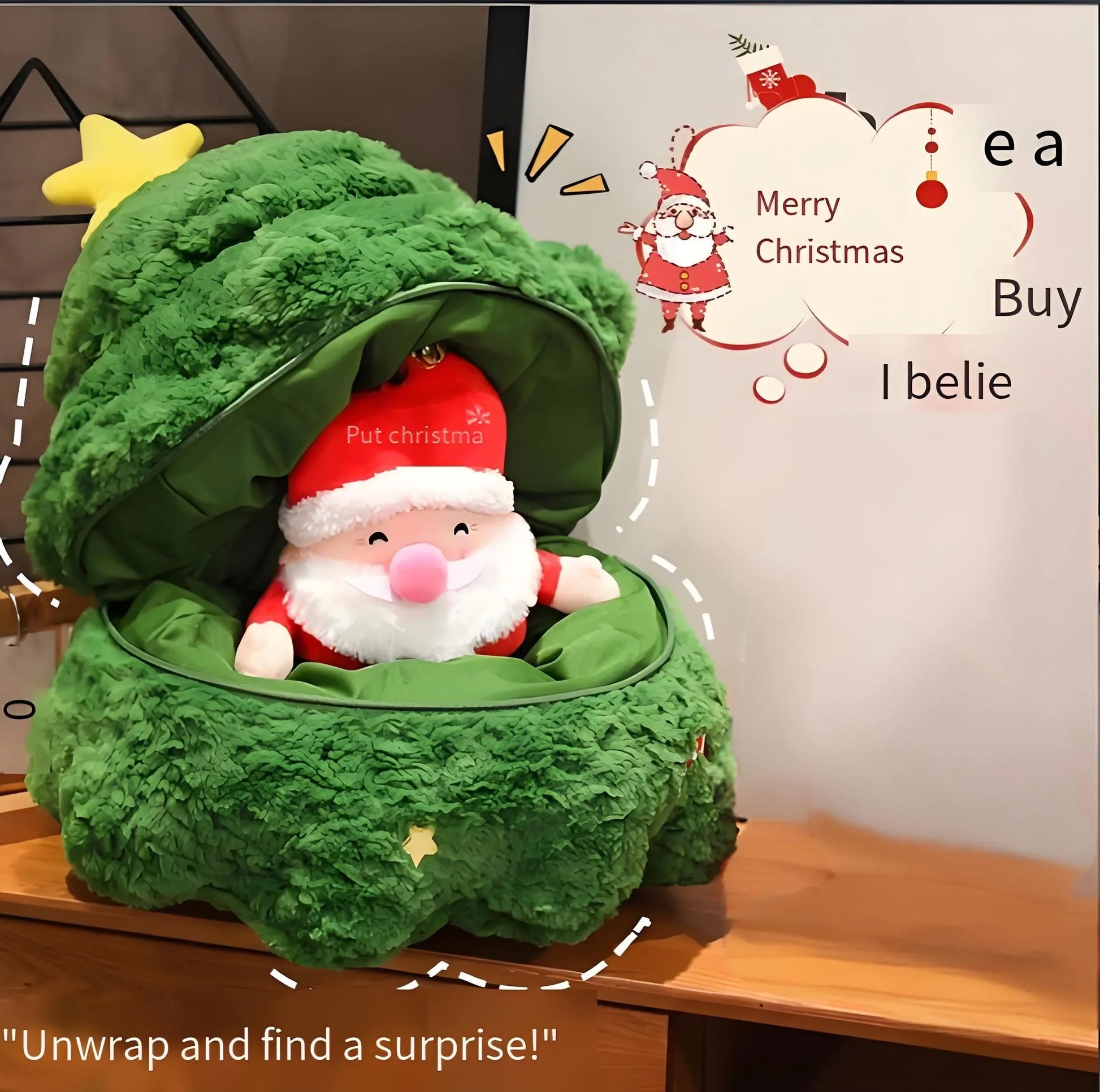 Christmas 4-in-1 Plush Set (Tree + Santa + Reindeer): Perfect Birthday/Christmas/Party Gift for Boys, Girls & Adults - Mekamart Australia