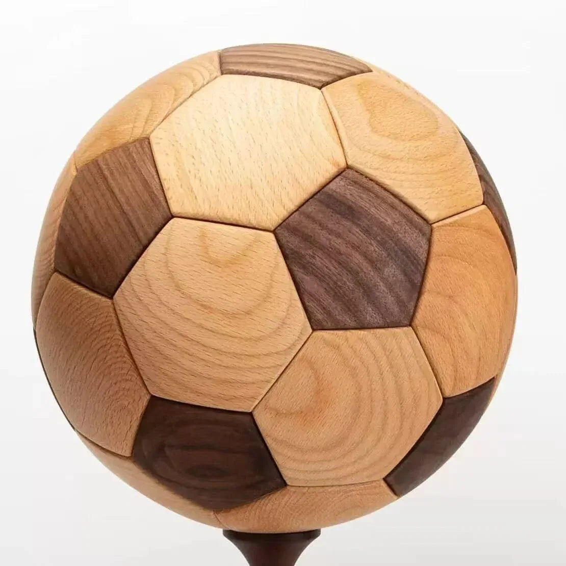 Handcrafted Wooden Football Puzzle – 3D Mortise and Tenon Soccer Ball Assembly Kit |Walnut , Beech Wood | DIY Gift for Adults, Kids & Football Fans - Mekamart Australia