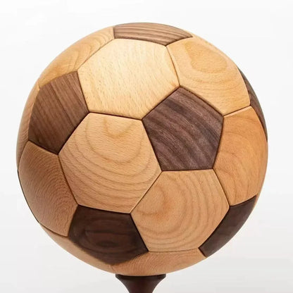 Handcrafted Wooden Football Puzzle – 3D Mortise and Tenon Soccer Ball Assembly Kit |Walnut , Beech Wood | DIY Gift for Adults, Kids & Football Fans - Mekamart Australia