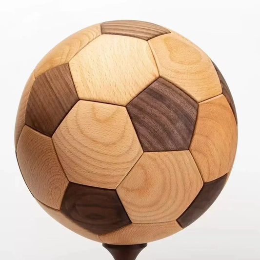 Handcrafted Wooden Football Puzzle – 3D Mortise and Tenon Soccer Ball Assembly Kit |Walnut , Beech Wood | DIY Gift for Adults, Kids & Football Fans - Mekamart Australia