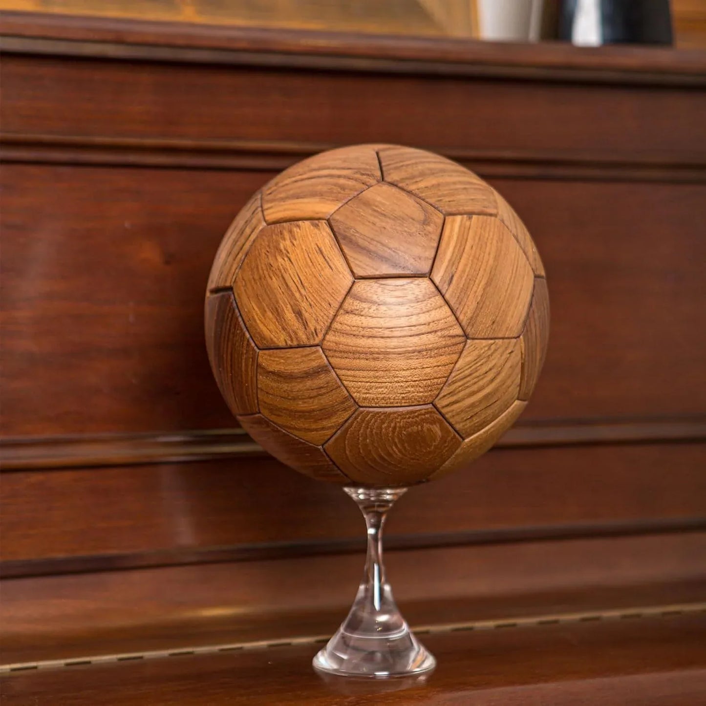 Handcrafted Wooden Football Puzzle – 3D Mortise and Tenon Soccer Ball Assembly Kit |Walnut , Beech Wood | DIY Gift for Adults, Kids & Football Fans - Mekamart Australia