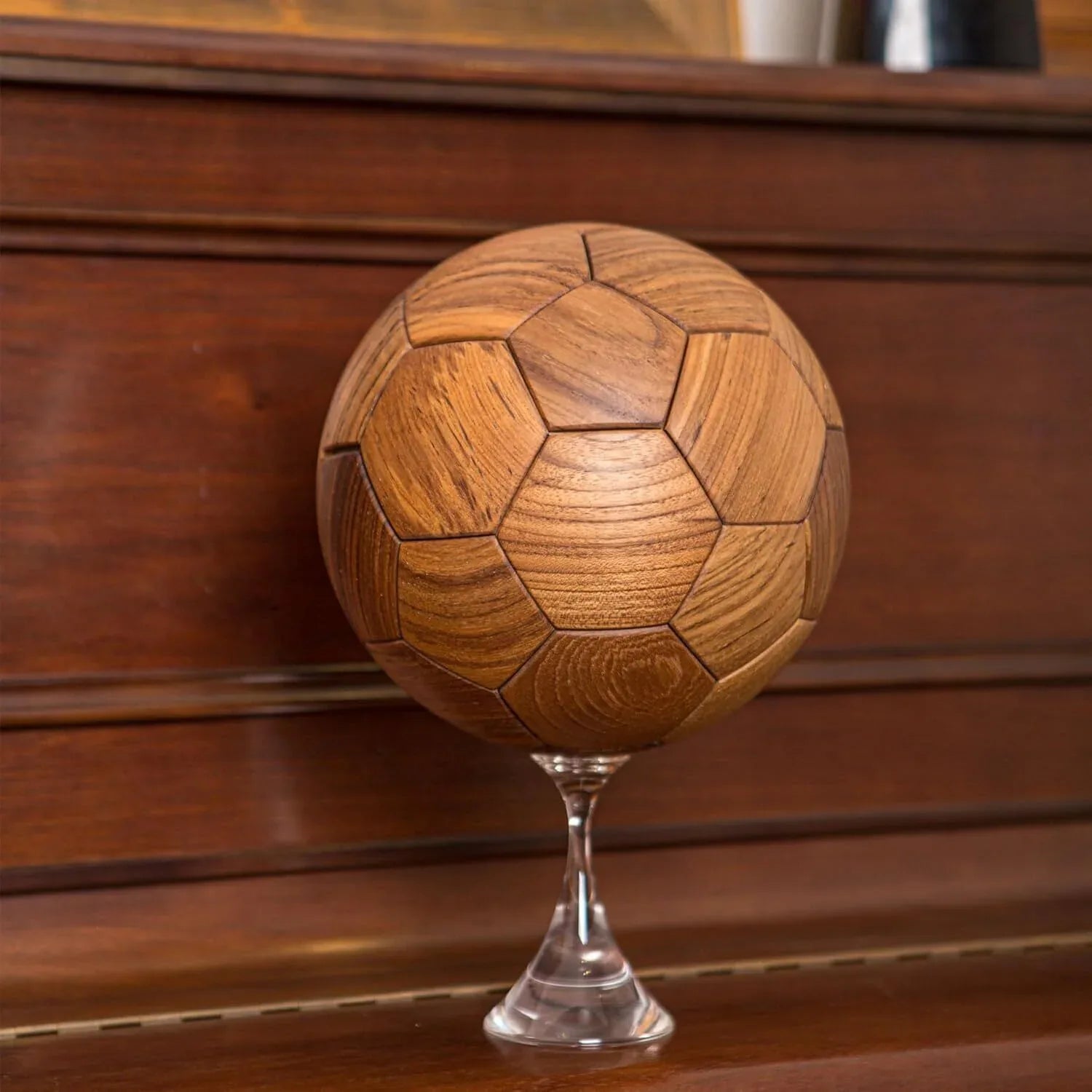 Handcrafted Wooden Football Puzzle – 3D Mortise and Tenon Soccer Ball Assembly Kit |Walnut , Beech Wood | DIY Gift for Adults, Kids & Football Fans - Mekamart Australia