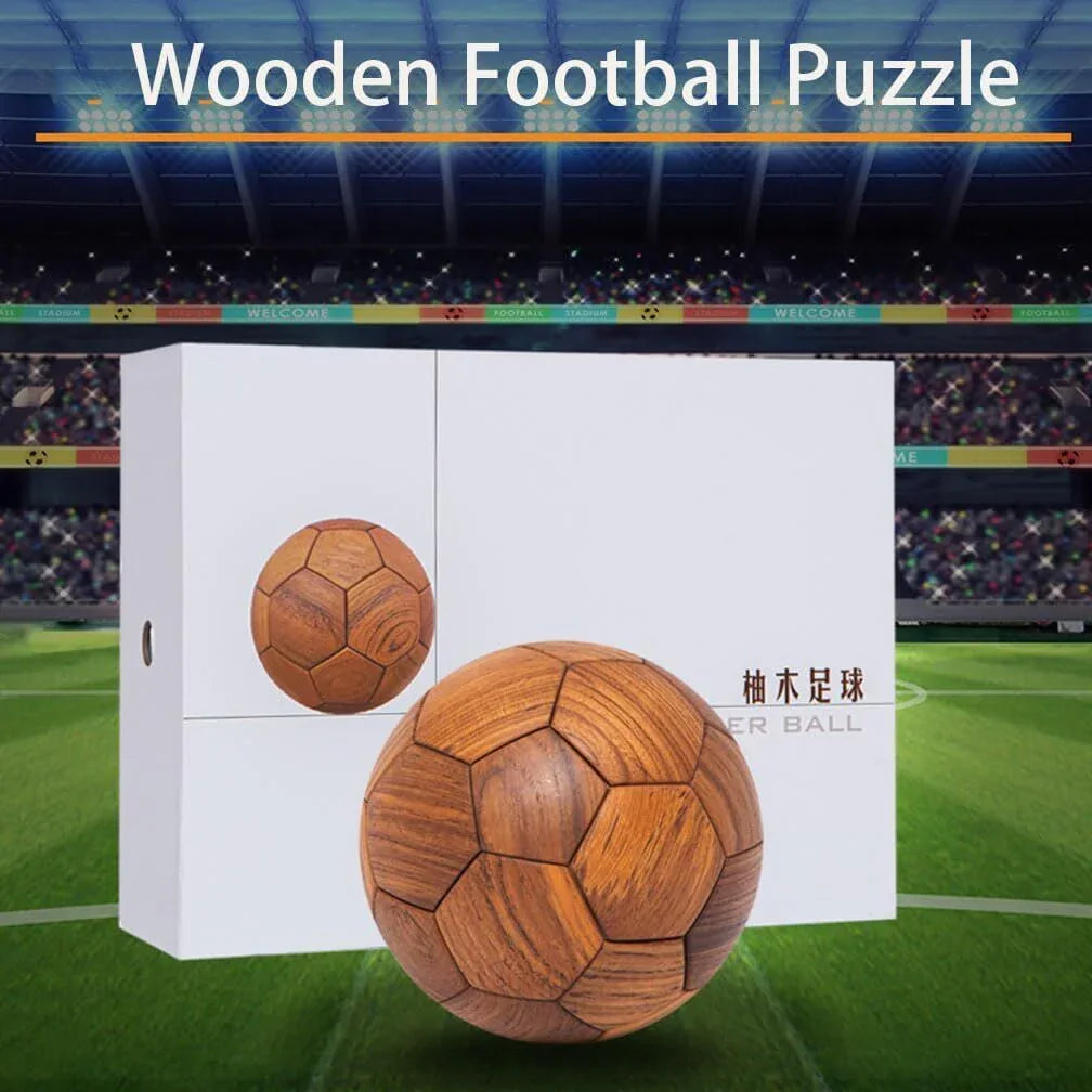 Handcrafted Wooden Football Puzzle – 3D Mortise and Tenon Soccer Ball Assembly Kit |Walnut , Beech Wood | DIY Gift for Adults, Kids & Football Fans - Mekamart Australia
