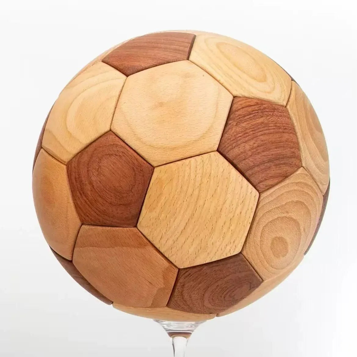 Handcrafted Wooden Football Puzzle – 3D Mortise and Tenon Soccer Ball Assembly Kit | Solid Teak, Beech Wood | DIY Gift for Adults, Kids & Football Fans - Mekamart Australia