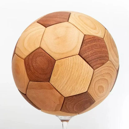 Handcrafted Wooden Football Puzzle – 3D Mortise and Tenon Soccer Ball Assembly Kit | Solid Teak, Beech Wood | DIY Gift for Adults, Kids & Football Fans - Mekamart Australia