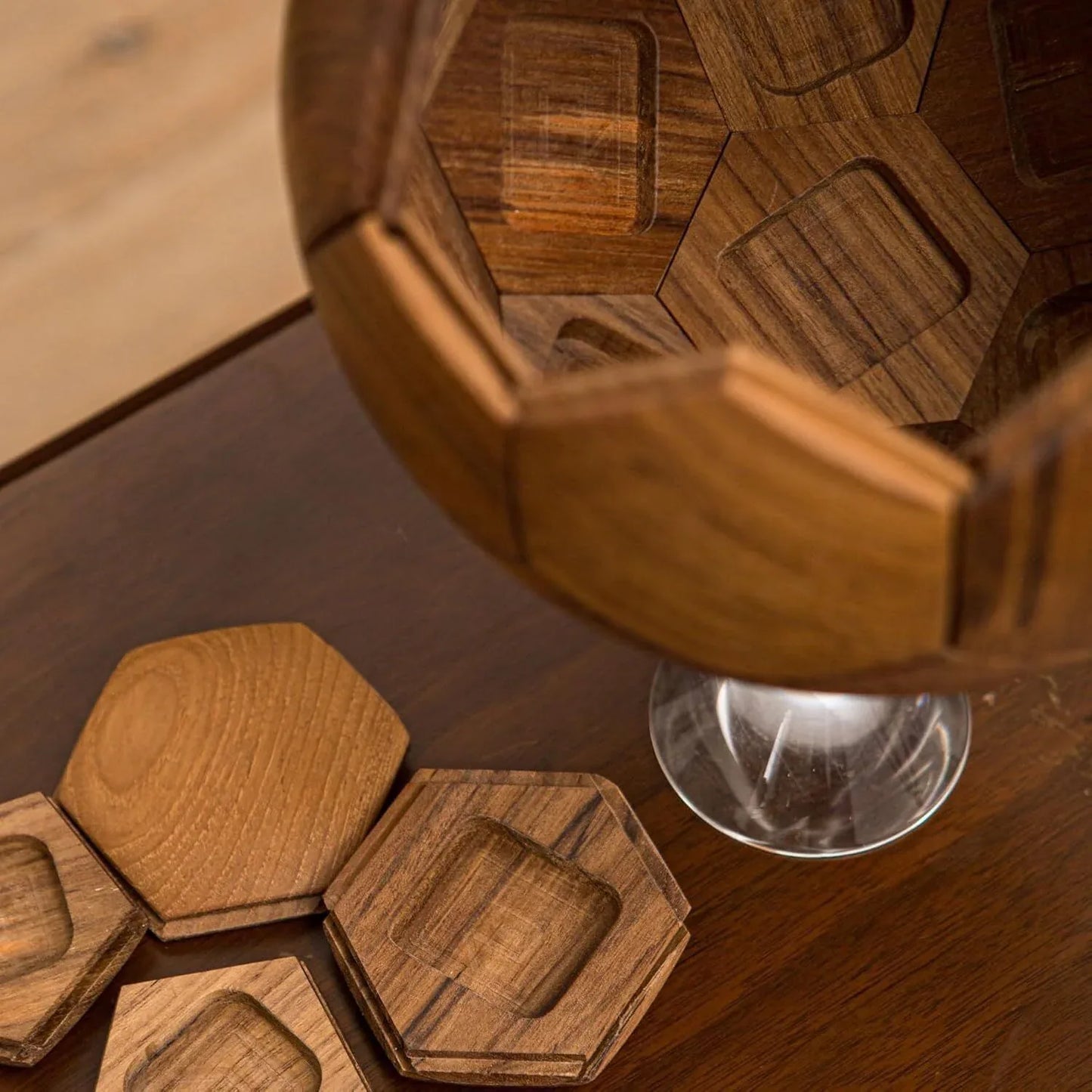 Handcrafted Wooden Football Puzzle – 3D Mortise and Tenon Soccer Ball Assembly Kit | Solid Teak, Beech Wood | DIY Gift for Adults, Kids & Football Fans - Mekamart Australia