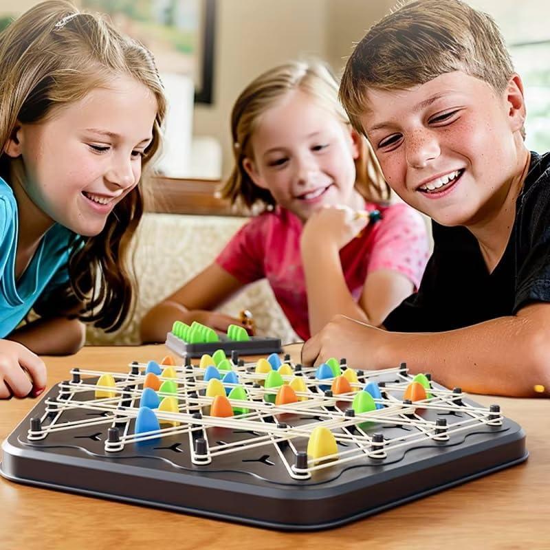 Chain Game – Multiplayer Strategy Board Puzzle for Kids & Adults | Fun Geometric Chess with Rubber Bands, 2–4 Players | Ideal Family Game for Parties, Gifts & Screen-Free Play - Mekamart Australia