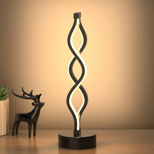 Twisted Spiral LED Table Lamp – Modern Touch-Control Desk Light for Bedroom, Living Room & Café Decor (Black) - Mekamart Australia