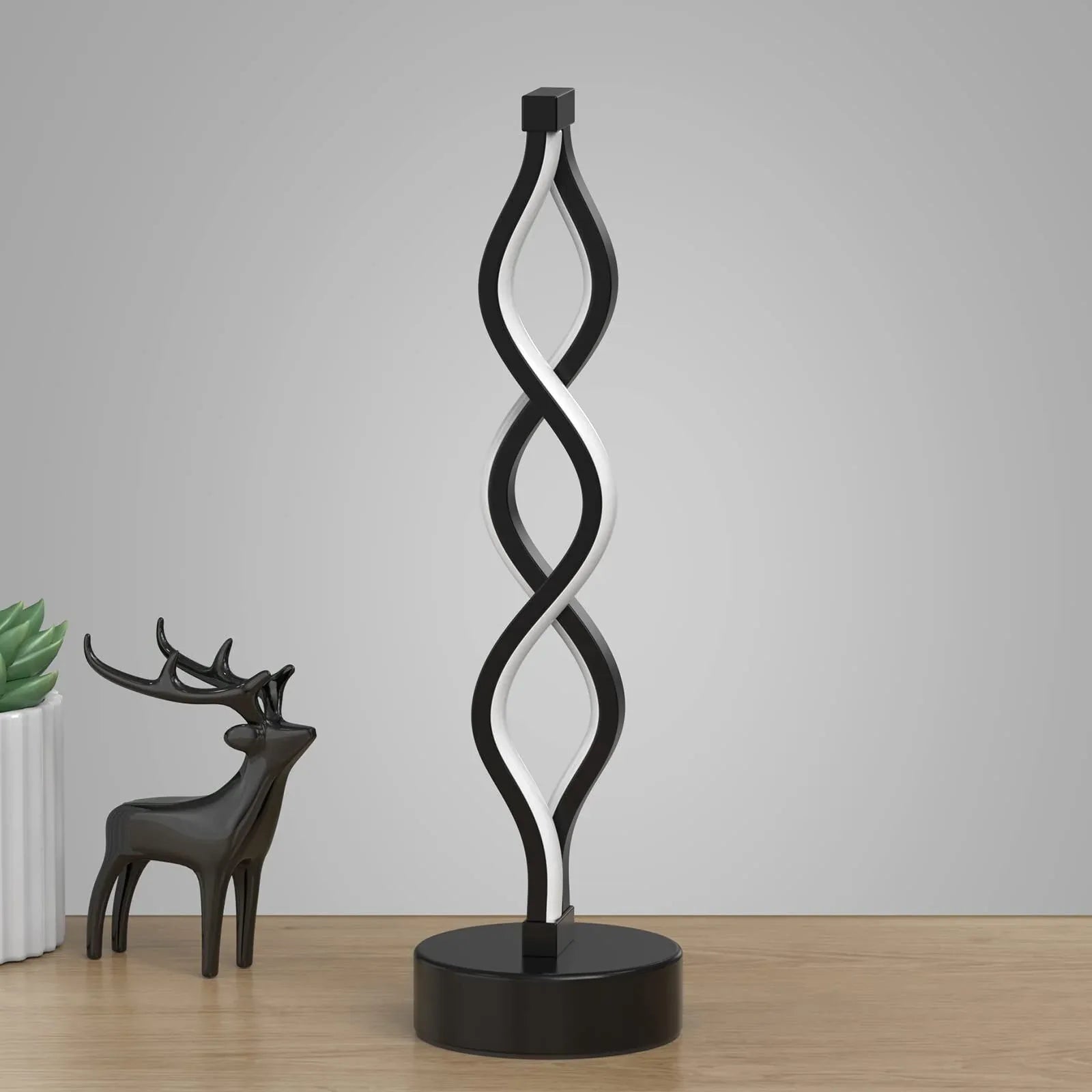 Twisted Spiral LED Table Lamp – Modern Touch-Control Desk Light for Bedroom, Living Room & Café Decor (Black) - Mekamart Australia