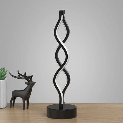 Twisted Spiral LED Table Lamp – Modern Touch-Control Desk Light for Bedroom, Living Room & Café Decor (Black) - Mekamart Australia