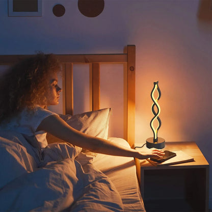 Twisted Spiral LED Table Lamp – Modern Touch-Control Desk Light for Bedroom, Living Room & Café Decor (Black) - Mekamart Australia