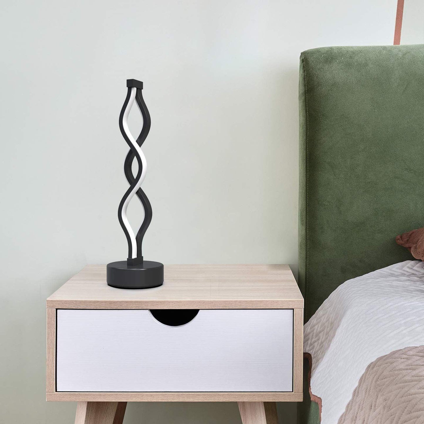 Twisted Spiral LED Table Lamp – Modern Touch-Control Desk Light for Bedroom, Living Room & Café Decor (Black) - Mekamart Australia