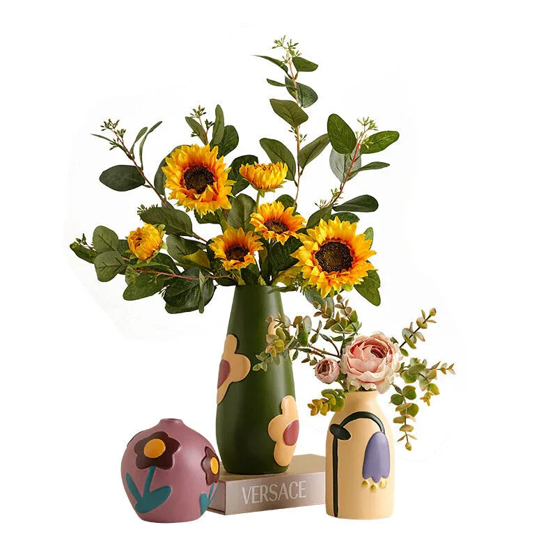 Morandi Painted Ceramic Vase Set (3-Piece) – Modern Home Decor for Flowers | Other Luxury Styles Available in Store - Mekamart Australia