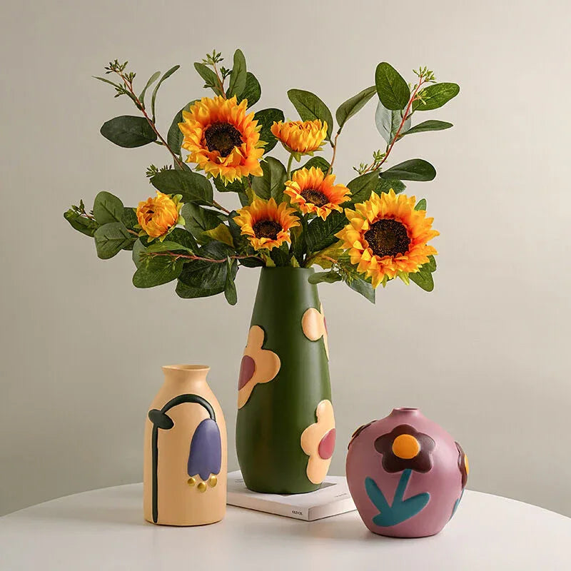 Morandi Painted Ceramic Vase Set (3-Piece) – Modern Home Decor for Flowers | Other Luxury Styles Available in Store - Mekamart Australia