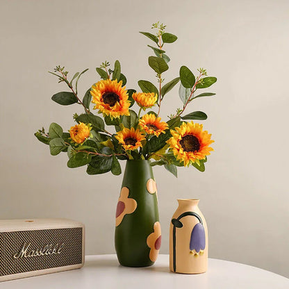 Morandi Painted Ceramic Vase Set (3-Piece) – Modern Home Decor for Flowers | Other Luxury Styles Available in Store - Mekamart Australia