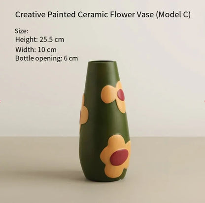 Morandi Painted Ceramic Vase Set (3-Piece) – Modern Home Decor for Flowers | Other Luxury Styles Available in Store - Mekamart Australia