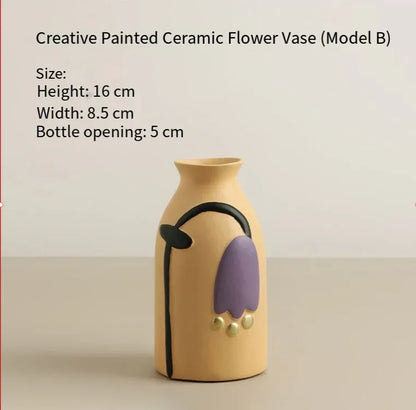 Morandi Painted Ceramic Vase Set (3-Piece) – Modern Home Decor for Flowers | Other Luxury Styles Available in Store - Mekamart Australia