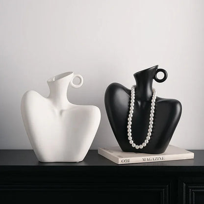 Wabi-Sabi Human Form Vase Set (Black & White) – Artistic Home Decor for Flowers | Other Luxury Styles Available in Store - Mekamart Australia