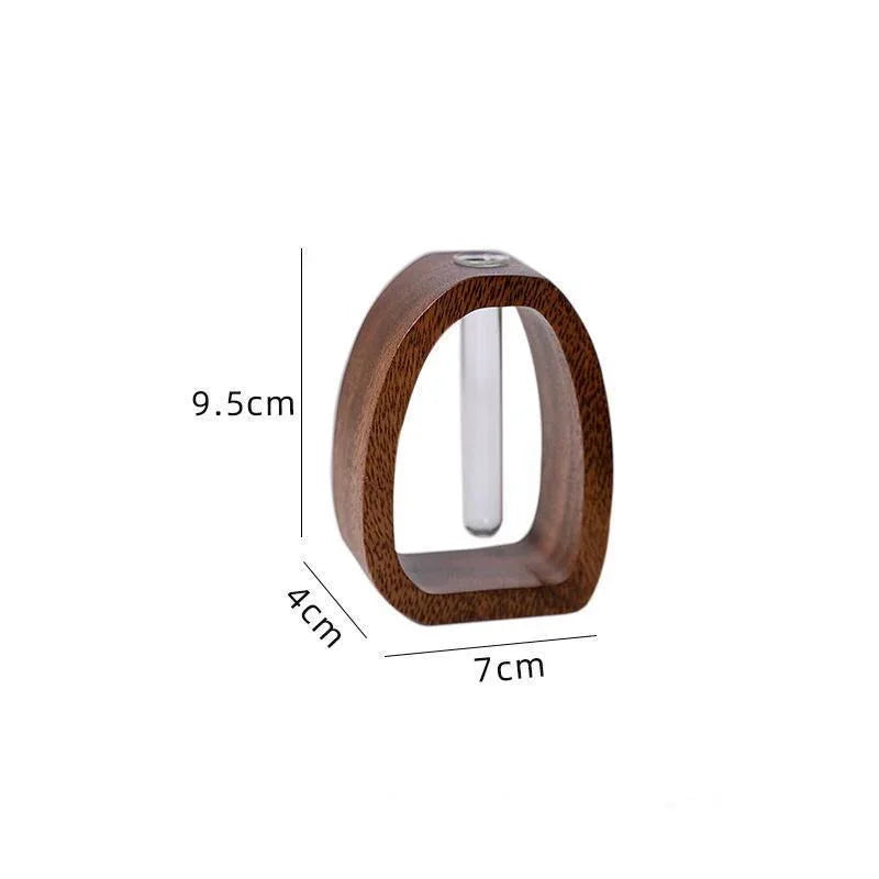 Wooden Glass Hydroponic Vase – Minimalist Desktop Flower Vase for Water Plants & Blooms (9.5cm) | Other Sizes Available in Store - Mekamart Australia