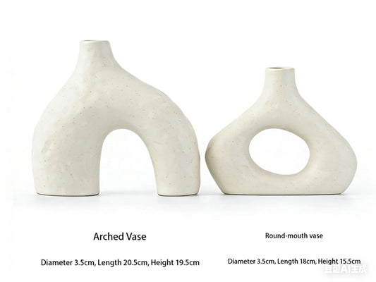 Minimalist Ceramic Vase Set (2-Piece): Modern Home Decor for Flower Arrangements (White) | Black Version Available In-Store - Mekamart Australia