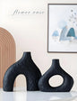 Minimalist Ceramic Vase Set (2-Piece): Modern Home Decor for Flower Arrangements (Black) | White Version Available In-Store - Mekamart Australia