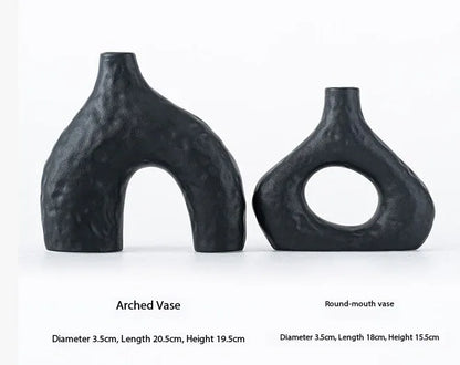 Minimalist Ceramic Vase Set (2-Piece): Modern Home Decor for Flower Arrangements (Black) | White Version Available In-Store - Mekamart Australia