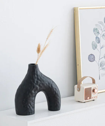 Minimalist Ceramic Vase Set (2-Piece): Modern Home Decor for Flower Arrangements (Black) | White Version Available In-Store - Mekamart Australia