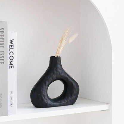 Minimalist Ceramic Vase Set (2-Piece): Modern Home Decor for Flower Arrangements (Black) | White Version Available In-Store - Mekamart Australia