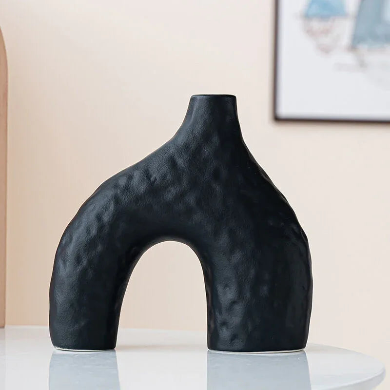 Minimalist Ceramic Vase Set (2-Piece): Modern Home Decor for Flower Arrangements (Black) | White Version Available In-Store - Mekamart Australia