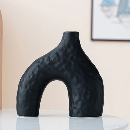 Minimalist Ceramic Vase Set (2-Piece): Modern Home Decor for Flower Arrangements (Black) | White Version Available In-Store - Mekamart Australia