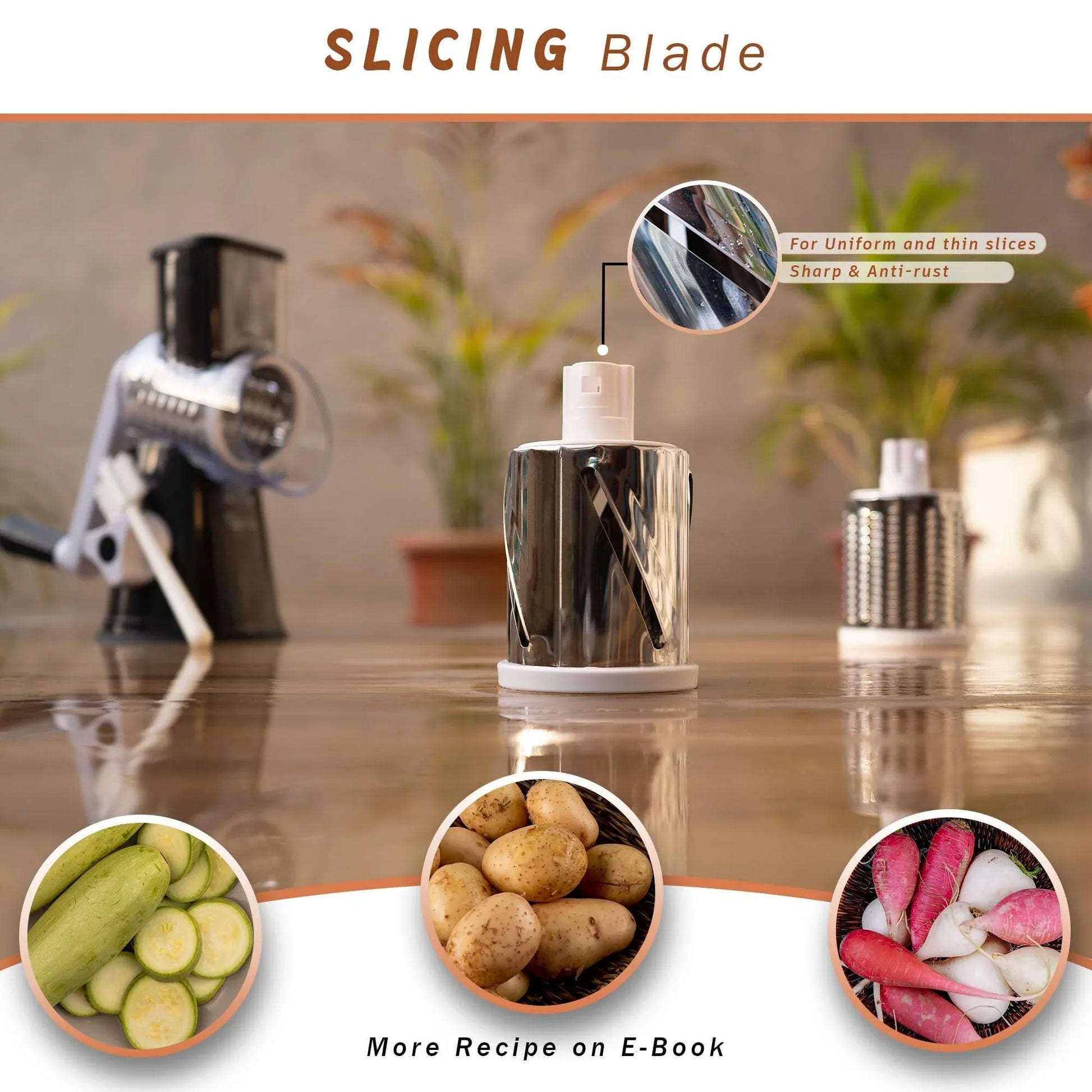 Manual Rotary Food Slicer & Grater with 3 Stainless Steel Drums – Suction Base Vegetable Shredder for Cheese, Potatoes & More (Black) - Mekamart Australia