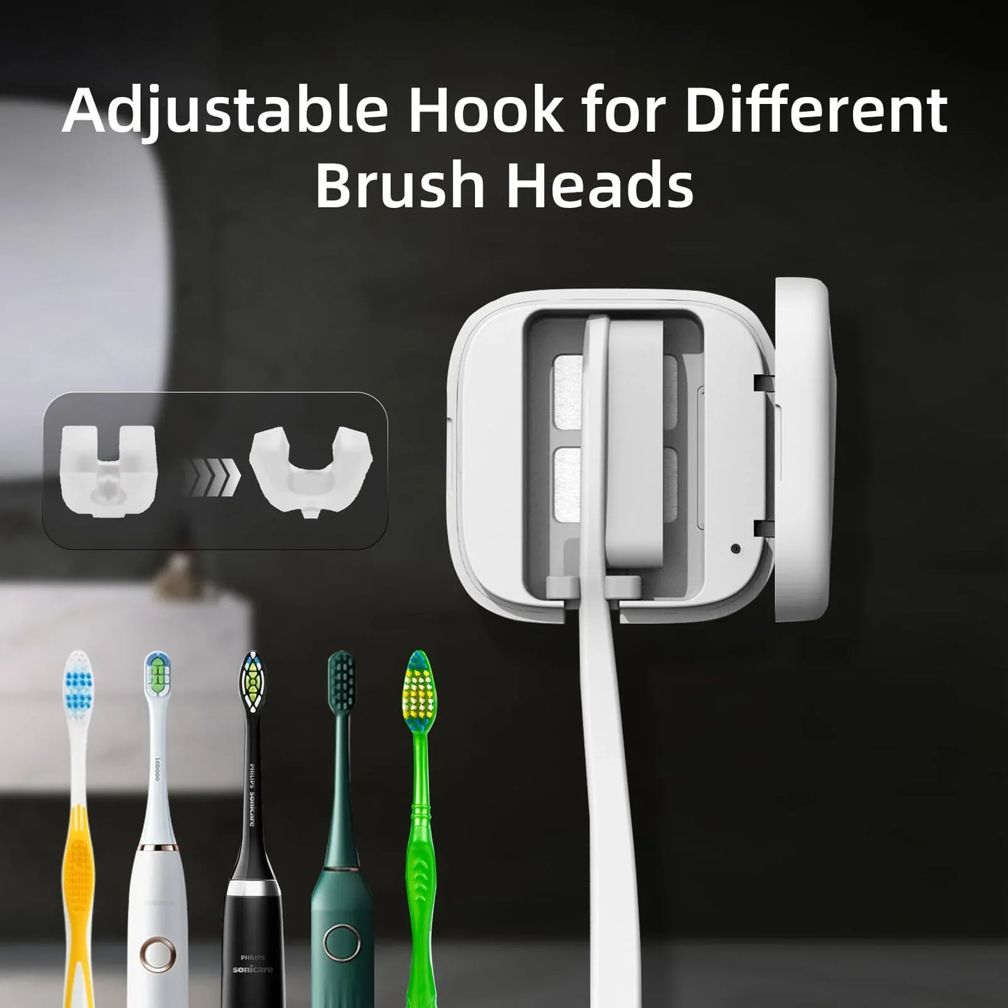 Portable UV-C Toothbrush Sterilizer with Auto-Disinfection & Heating – Magnetic Wall Mountable Brush Cover for Home and Travel (White) | Other Colors Available In-Store - Mekamart Australia