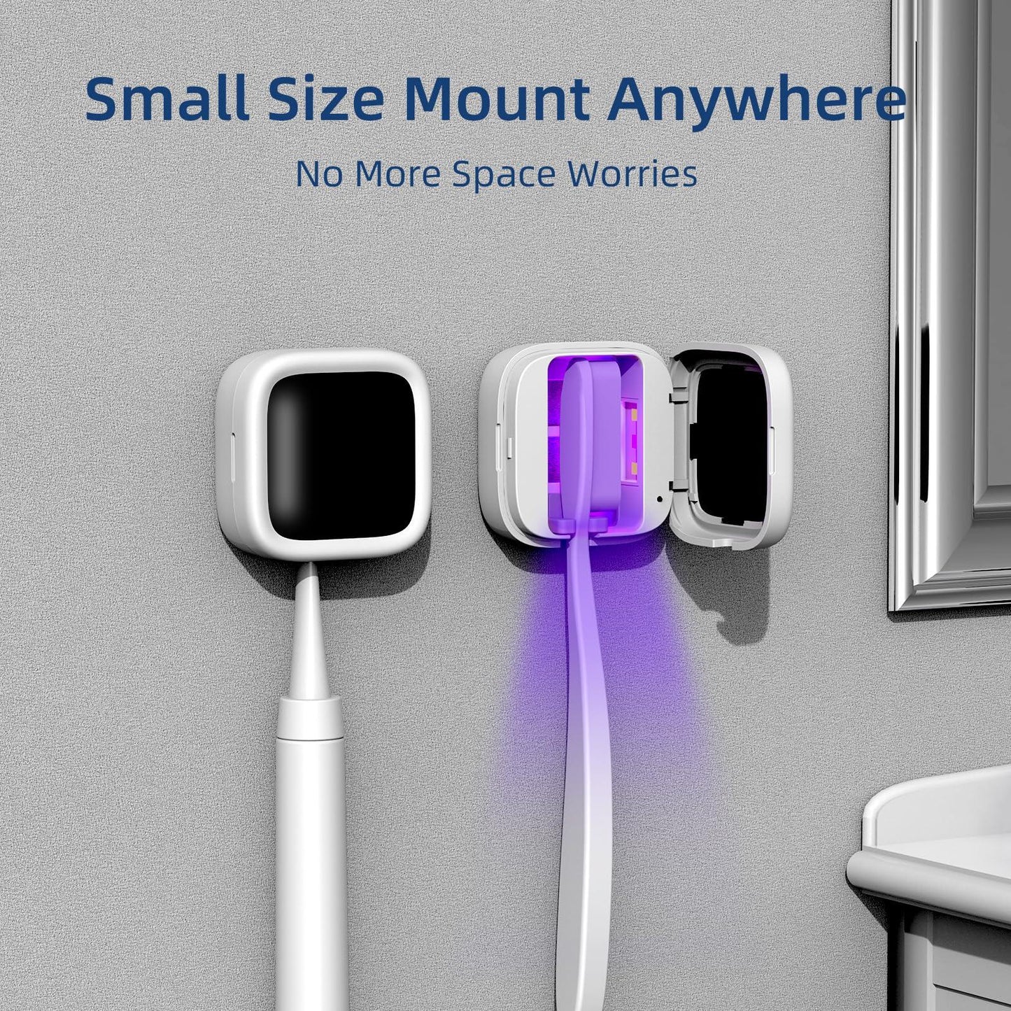Portable UV-C Toothbrush Sterilizer with Auto-Disinfection & Heating – Magnetic Wall Mountable Brush Cover for Home and Travel (White) | Other Colors Available In-Store - Mekamart Australia