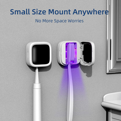 Portable UV-C Toothbrush Sterilizer with Auto-Disinfection & Heating – Magnetic Wall Mountable Brush Cover for Home and Travel (White) | Other Colors Available In-Store - Mekamart Australia