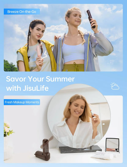 Handheld Mini Fan (Brown), 3-in-1 USB Rechargeable Portable Fan with Power Bank & Flashlight, Pocket Design for Travel & Summer - Mekamart Australia