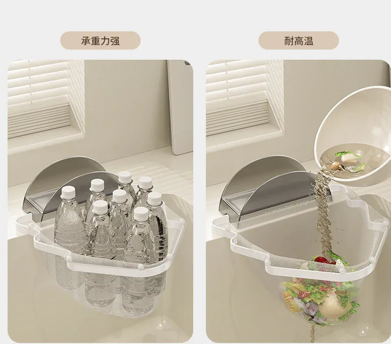 Kitchen Sink Filter Rack with 100 12cm*15cm Mesh Bags, Foldable Food Waste Strainer, Multi-functional Drain Basket（green） - Mekamart Australia