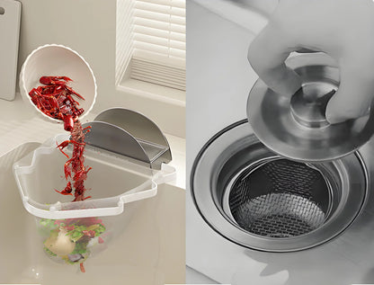 Kitchen Sink Filter Rack with 100 12cm*15cm Mesh Bags, Foldable Food Waste Strainer, Multi-functional Drain Basket（white） - Mekamart Australia