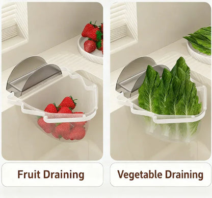 Kitchen Sink Filter Rack with 100 12cm*15cm Mesh Bags, Foldable Food Waste Strainer, Multi-functional Drain Basket（white） - Mekamart Australia