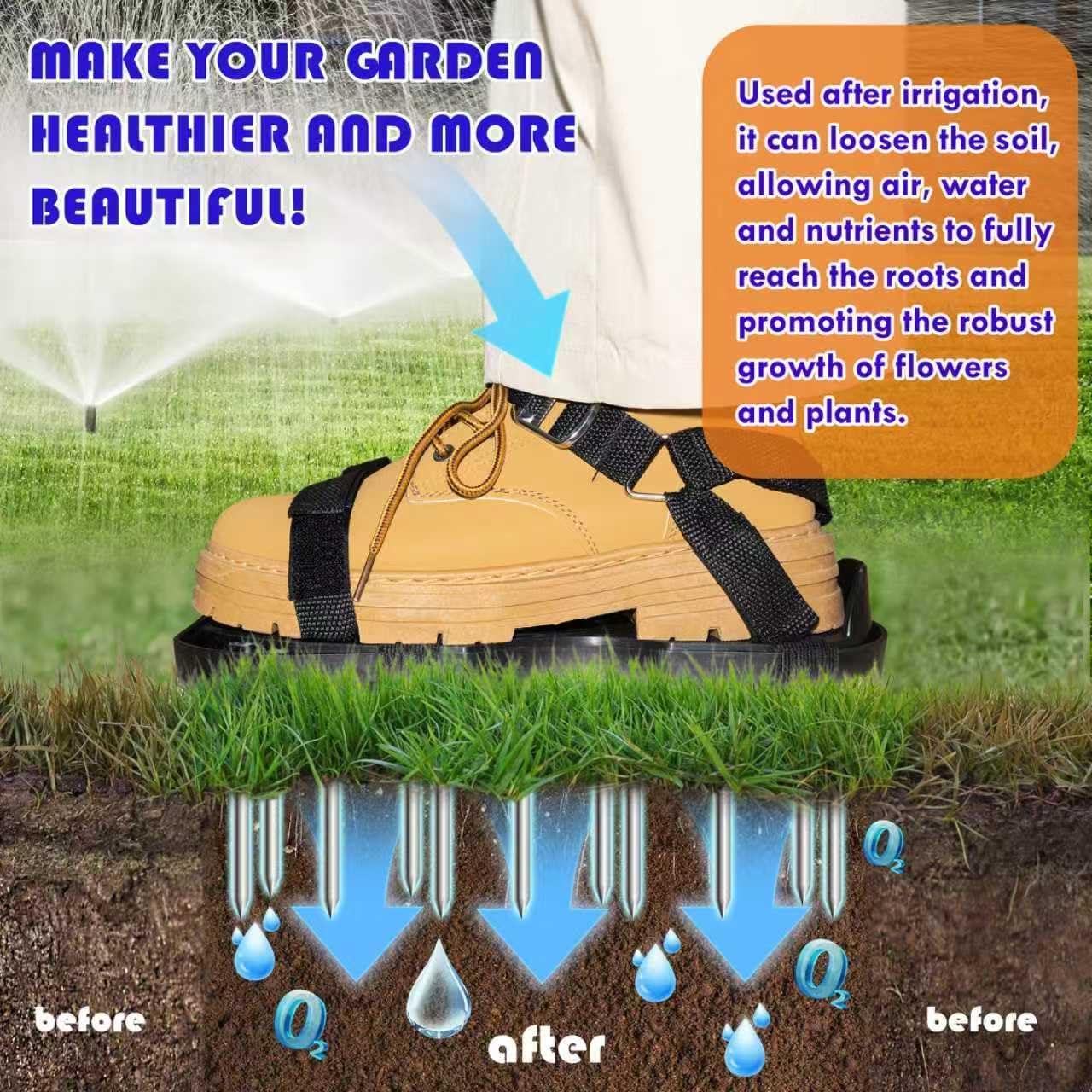 Lawn Aerator Shoes with Spring Base & Spikes: Adjustable Strap, Double-Layer Design for Healthy Lawns in Australian Gardens - Mekamart Australia