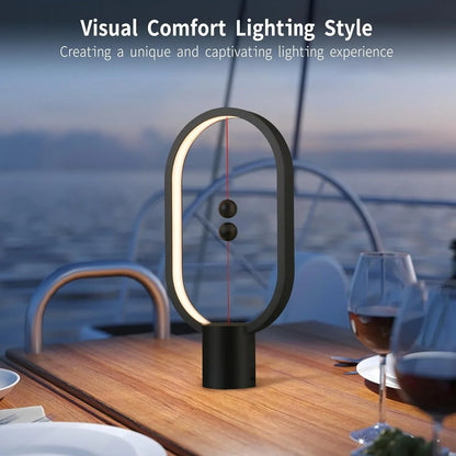 Black Magnetic Balance LED Table Lamp: USB-Powered, Dimmable Eye-Care Light with Award-Winning Design for Australian Homes & Offices - Mekamart Australia